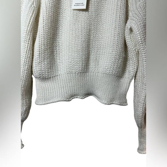 Free Assembly Women’s White Chunky Knit Sweater XL Long Sleeve Pullover - Picture 6 of 7